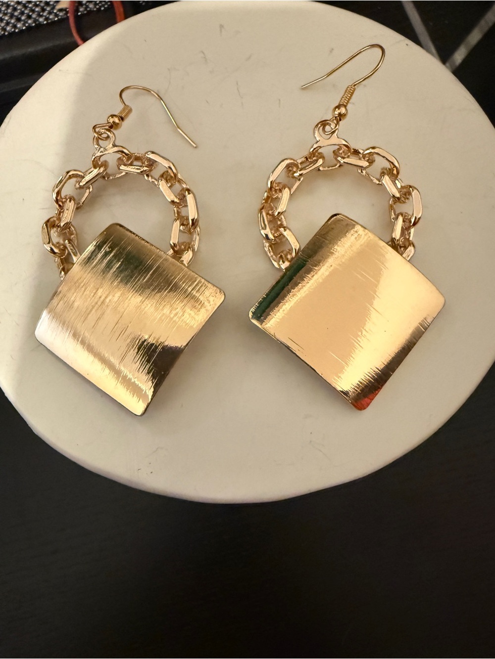 Gold Chain Link Drop Earrings - Women Jewelry